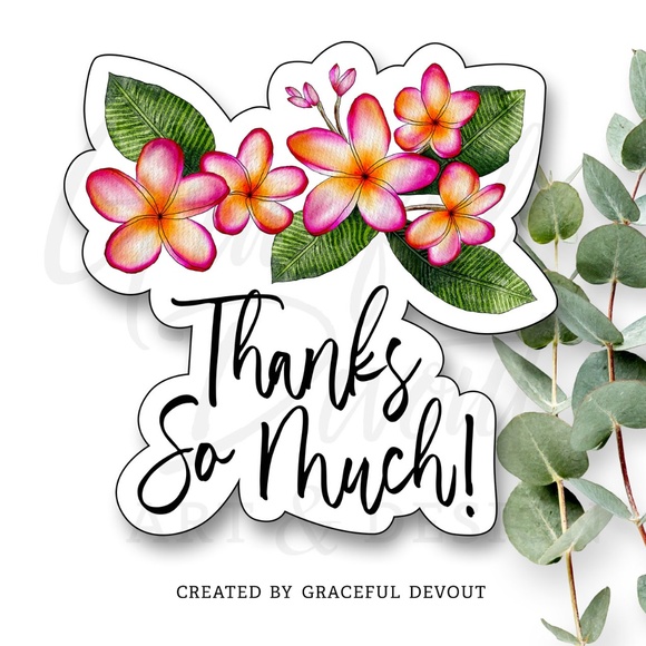 Graceful Devout Other - Thanks So Much!- 2" (inches) Sticker (48ct.) [GD147-48]